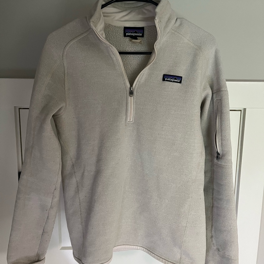 Patagonia Cream Zippered Polo Sweatshirt